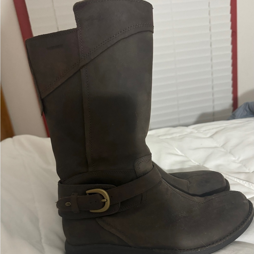 Merrell waterproof espresso brown leather mid calf zippered 8.5 EU 39 boots